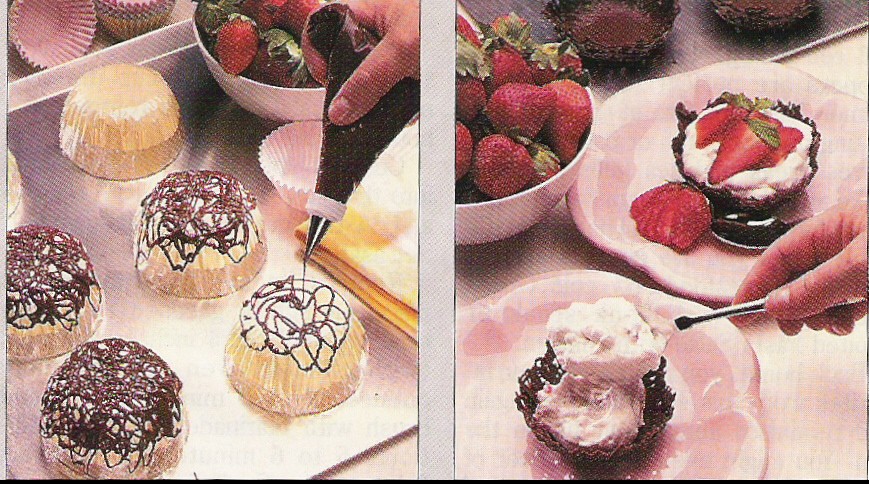 Chocolate Baskets with Berry Cream